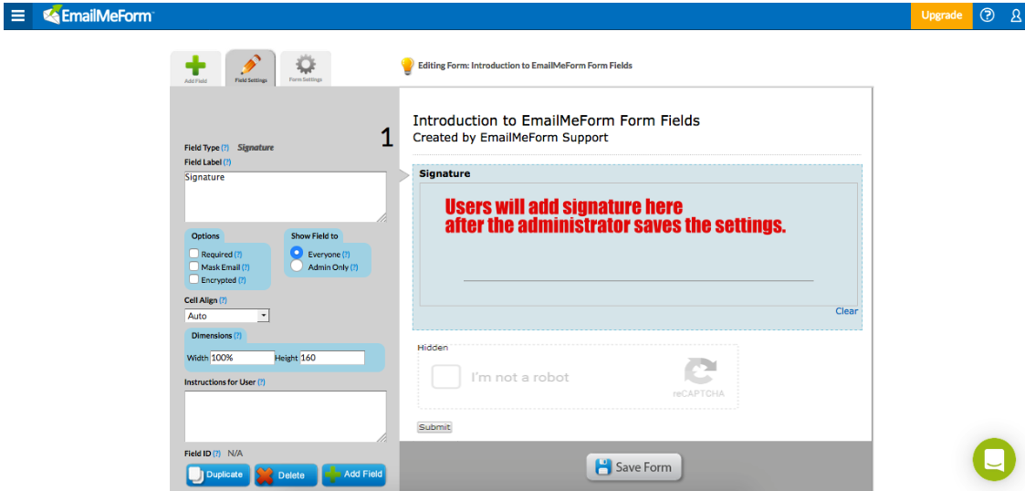 create signature field in pdf